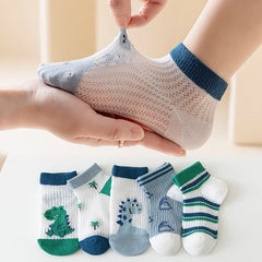 Breathable Cotton Kids Socks 5 Pairs/Lot Cozy Wild Soft Casual Mesh for 1-12Y Summer