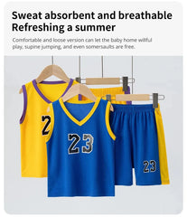 Summer Children's Basketball Uniform Set for Boys and Girls Sports Vest Shorts 23rd Handsome Style Ideal for Students