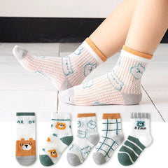 Breathable Cotton Kids Socks 5 Pairs/Lot Cozy Wild Soft Casual Mesh for 1-12Y Summer