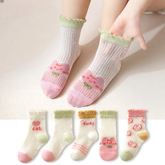 Breathable Cotton Kids Socks 5 Pairs/Lot Cozy Wild Soft Casual Mesh for 1-12Y Summer