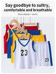 Summer Children's Basketball Uniform Set for Boys and Girls Sports Vest Shorts 23rd Handsome Style Ideal for Students