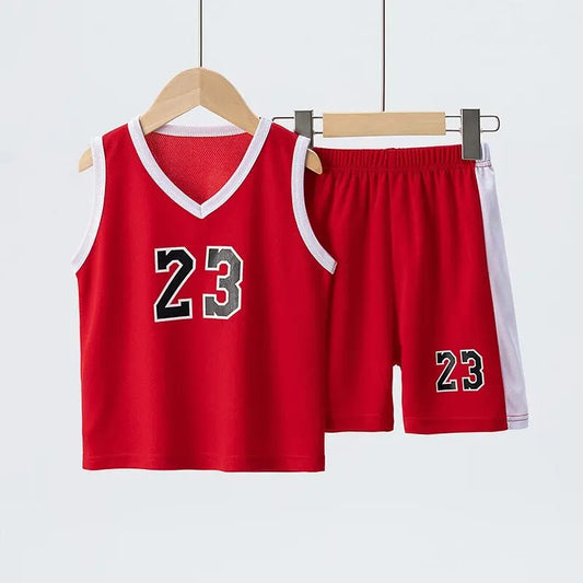 Summer Children's Basketball Uniform Set for Boys and Girls Sports Vest Shorts 23rd Handsome Style Ideal for Students