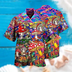 Men's Summer Hawaiian Shirt Aloha Parrot Lapel Short Sleeve Lining Outdoor Street Wear