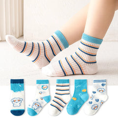 Breathable Cotton Kids Socks 5 Pairs/Lot Cozy Wild Soft Casual Mesh for 1-12Y Summer