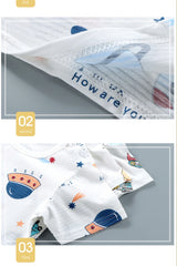 Children's Summer Home Sleepwear Set: Boy Girl T-shirt Shorts Cotton Materials for Kids Baby Care