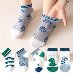 Breathable Cotton Kids Socks 5 Pairs/Lot Cozy Wild Soft Casual Mesh for 1-12Y Summer