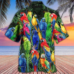 Men's Summer Hawaiian Shirt Aloha Parrot Lapel Short Sleeve Lining Outdoor Street Wear