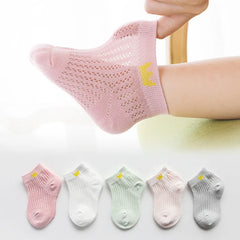 Breathable Cotton Kids Socks 5 Pairs/Lot Cozy Wild Soft Casual Mesh for 1-12Y Summer