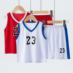 Summer Children's Basketball Uniform Set for Boys and Girls Sports Vest Shorts 23rd Handsome Style Ideal for Students