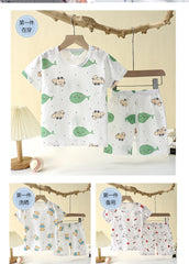 Children's Summer Home Sleepwear Set: Boy Girl T-shirt Shorts Cotton Materials for Kids Baby Care