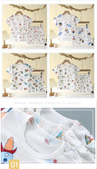 Children's Summer Home Sleepwear Set: Boy Girl T-shirt Shorts Cotton Materials for Kids Baby Care