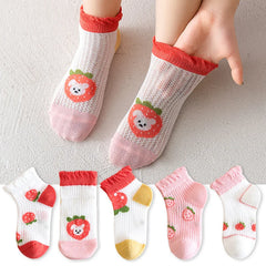 Breathable Cotton Kids Socks 5 Pairs/Lot Cozy Wild Soft Casual Mesh for 1-12Y Summer