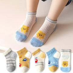 Breathable Cotton Kids Socks 5 Pairs/Lot Cozy Wild Soft Casual Mesh for 1-12Y Summer