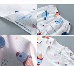 Children's Summer Home Sleepwear Set: Boy Girl T-shirt Shorts Cotton Materials for Kids Baby Care