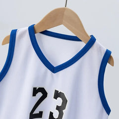 Summer Children's Basketball Uniform Set for Boys and Girls Sports Vest Shorts 23rd Handsome Style Ideal for Students