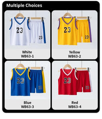 Summer Children's Basketball Uniform Set for Boys and Girls Sports Vest Shorts 23rd Handsome Style Ideal for Students