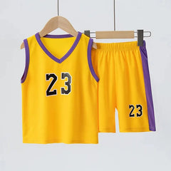 Summer Children's Basketball Uniform Set for Boys and Girls Sports Vest Shorts 23rd Handsome Style Ideal for Students