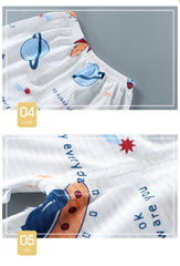 Children's Summer Home Sleepwear Set: Boy Girl T-shirt Shorts Cotton Materials for Kids Baby Care