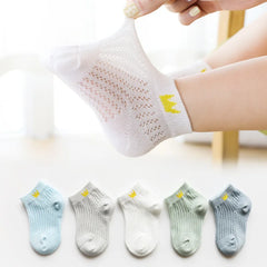 Breathable Cotton Kids Socks 5 Pairs/Lot Cozy Wild Soft Casual Mesh for 1-12Y Summer